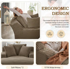Oversized Chaise Lounge Chair Indoor,50" W Upholstered Corduroy Sofa with 3 Pillows,Comfy Fluffy Cloud Couch,Modern Deep Seat Sofa,Single Sleeper Sofa Chair for Livingroom,Bedroom,No Assembly(Brown)