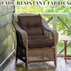 Geetery Outdoor Chair Cushions Set of 4 for Patio Lawn Furniture Wicker Rocking Dining Chairs 42x21x4 Inch High Back Seat Pads Replacement with Ties Weather-resistant Fade-resistant Indoor(Dark Brown)