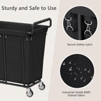 Laundry Hamper with Wheels, 250L Rolling Medium Laundry Basket for Clothes Storage, Heavy Duty Rolling Laundry Cart with Handle, Steel Frame, Waterproof Liner, 66 Gallons