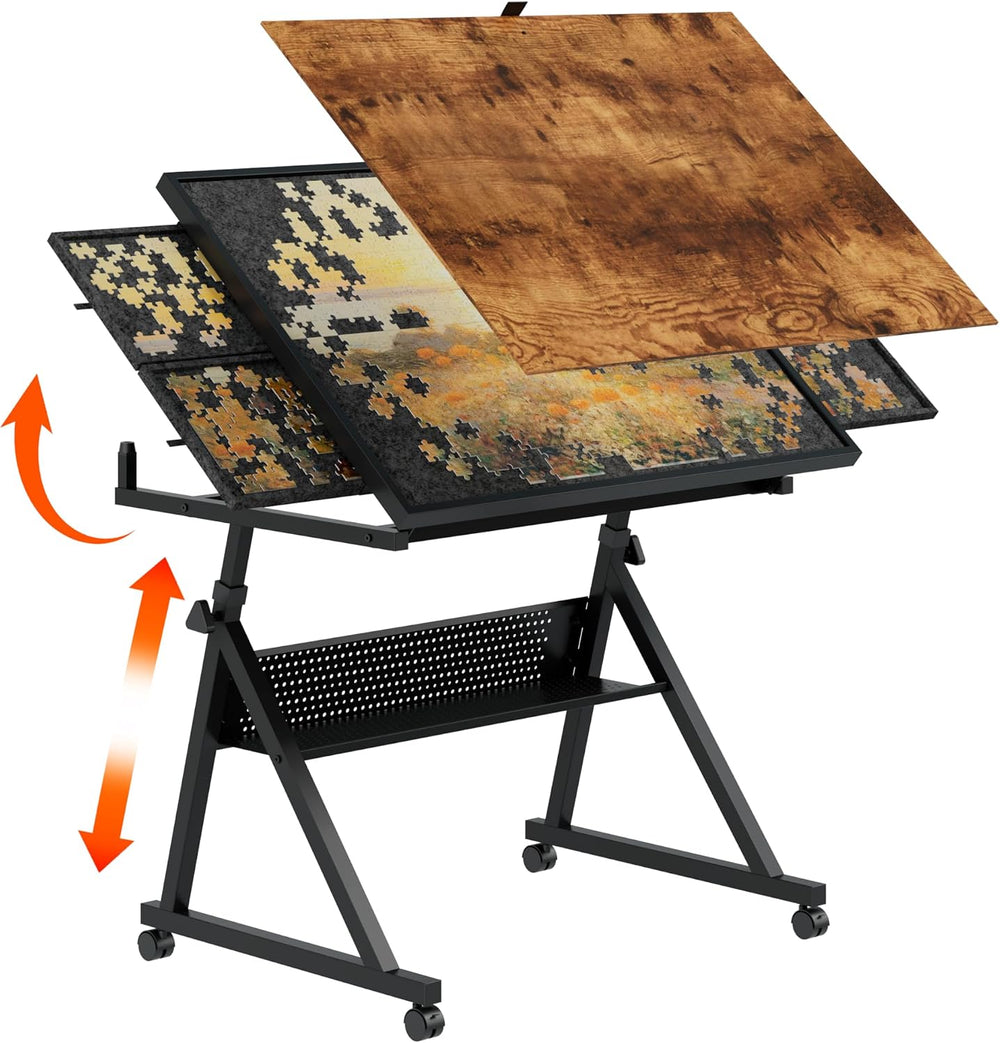 1500Pcs Jigsaw Puzzle Tables for Adults with 4 Trays,Black | Puzzle Board Tab...