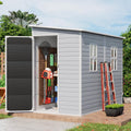 4x8 FT Plastic Storage Sheds Outdoor with Floor and Window, Lean to Resin Shed Easy to Install, Compact Sheds & Outdoor Storage/Tool Shed for Backyard Patio Lawn, Gray