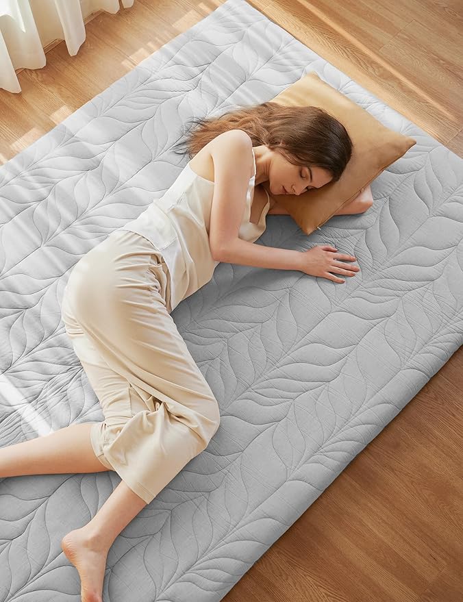 ZonLi Japanese Floor Mattress Futon Mattress Queen Size, 4" Thicken Roll Up Tatami Mat w/ 100% Cotton Washable Cover, Portable & Foldable Floor Bed Mattress for Sleeping, Dormitory, Adult Kids, Grey