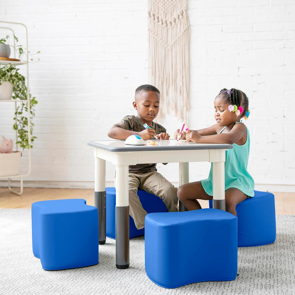 ECR4Kids SoftZone Toddler Modular Stool Seating Set, Classroom Furniture, Blue, 2-Pack