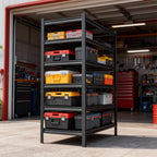 82'' Storage Shelves, Garage Metal Shelving Unit, Adjustable, Double-Layer Column with Reinforced Ribs, Heavy-Duty, Capable of Bearing 3600 lbs, Suitable for Garage, Warehouse, Kitchen Storage