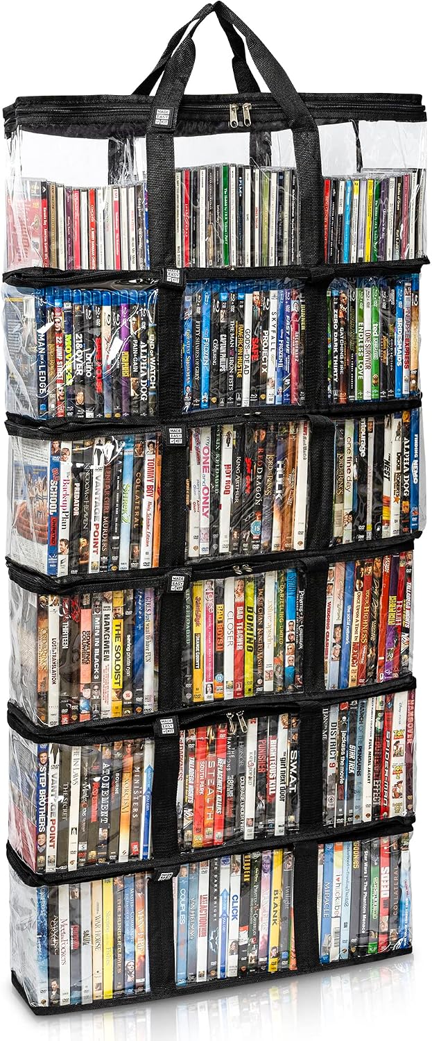 Made Easy Kit DVD Storage Bag - Clear PVC Organizer,Triple-Stitched Handles, ...