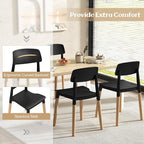 Giantex Modern Dining Chairs Set of 4, Plastic Dining Side Chair Set w/Sturdy Wooden Legs, Ergonomic Backrest & Wide Seat, Armless Kitchen Chairs for Dining Room Living Room Restaurant Cafe (Black)