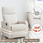 Anwick 360° Swivel Rocker Recliner Chair with Heat and Massage, Manual Upholstered Recliner for Small Spaces, Fabric Glider Nursery Chair with Side Pockets for Living Room (Beige)