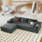 96" Modular Sectional Couch, Boneless L Shaped Cloud Sofa with Chaise Lounge, Corduroy Upholstered Couches Memory Foam Deep Seat, No Assembly Required, Ideal for Living Room(Dark Gray, Left Facing)