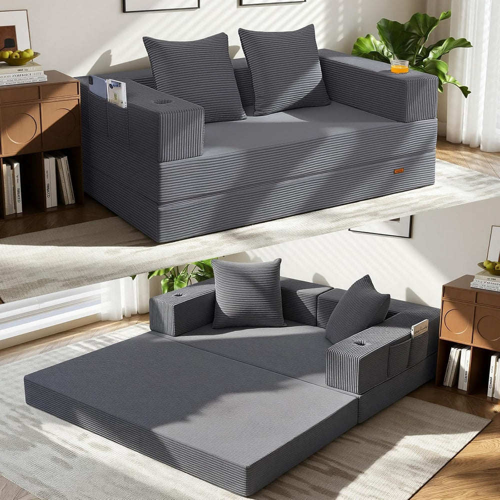 COMAX Futon Sofa Bed, Convertible Sofa Bed, Folding Couches | Low-Profile Sma...