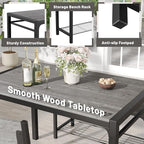 JUMMICO 43.3" Dining Table Set for 4, Kitchen Table with Bench & 2 Chairs Modern Rectangular Metal Frame Dining Furniture Set for Small Space (Grey)
