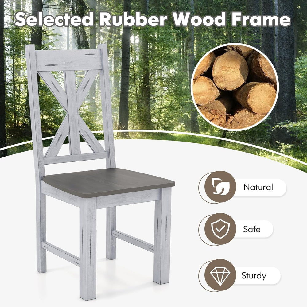 Giantex Retro Wooden Dining Chairs Set of 4, Farmhouse Kitchen Chairs w/Rubbe...
