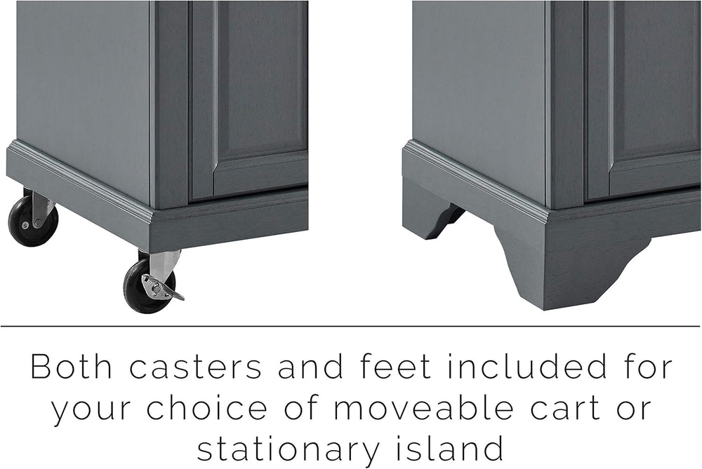 Crosley Furniture Avery Kitchen Island with Storage Shelves, Microwave Stand,...