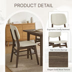 Wooden Dining Chairs Set of 6, Upholstered Modern Dining Room Chairs, Mid Century Solid Oak Wood Kitchen Chairs for Living Room, Restaurant, Farmhouse (Cream Fabric & Walnut Color)