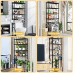 Over-The-Toilet Storage Rack, 4-Tier Bathroom Organizer Shelf Over Toilet with Adjustable Shelf and Basket, Freestanding Space Saver Bathroom Shelves Above Toilet for Room (Black)