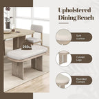 Merax Farmhouse Wooden Dining Set of 6, 65 Inch Rectangular Kitchen Table, Upholstered 4 Chairs with Backrest, Bench with Cushion, Easy Assemble, Natural