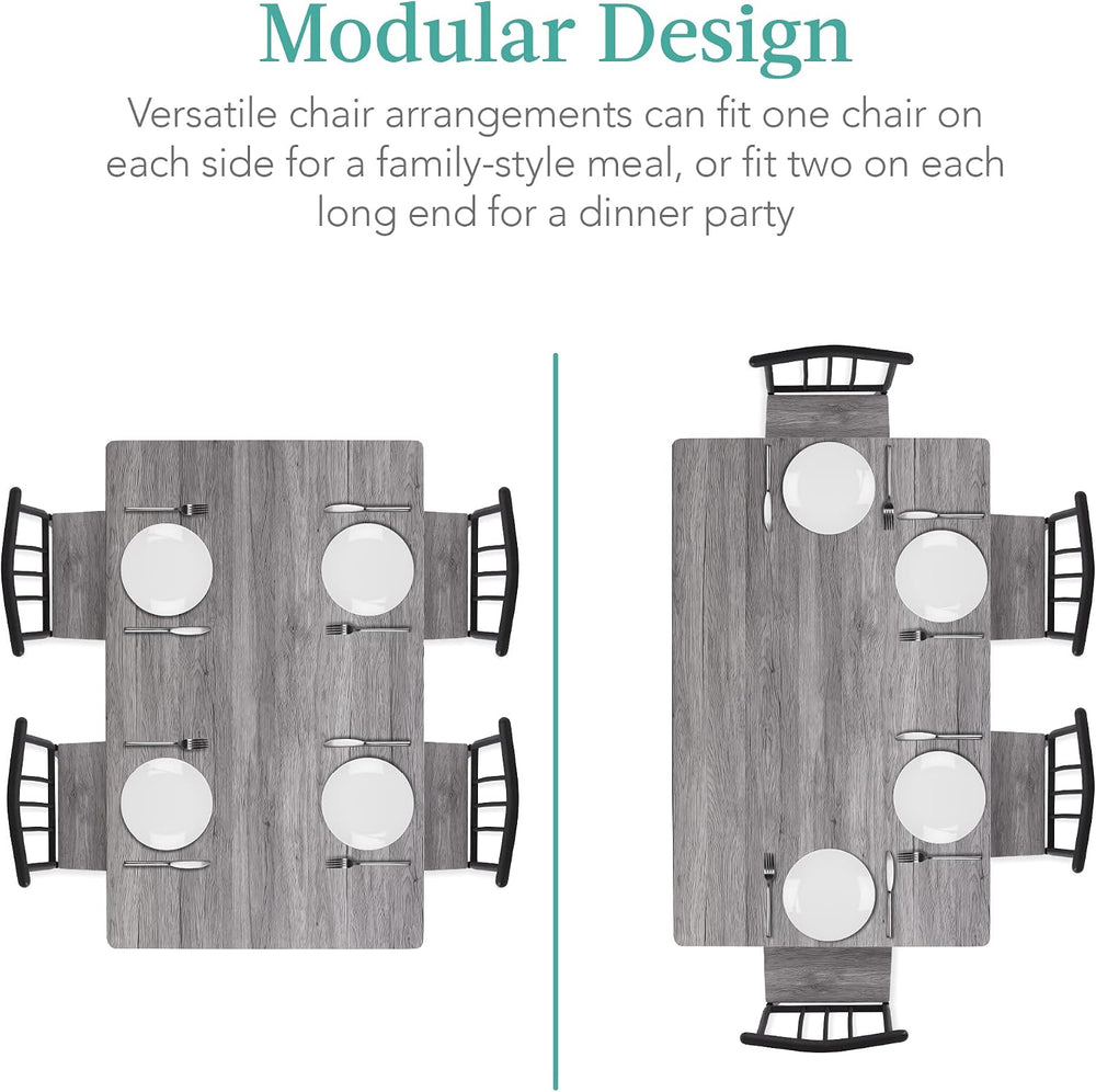 Best Choice Products 5-Piece Metal and Wood Indoor Modern Rectangular Dining ...