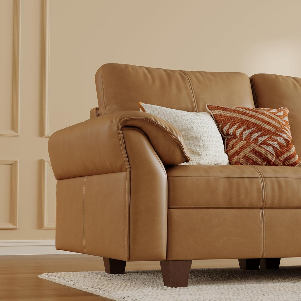 SITJOY Faux Leather Modular Sectional Sofa with Storage, Mid Century Modern S...