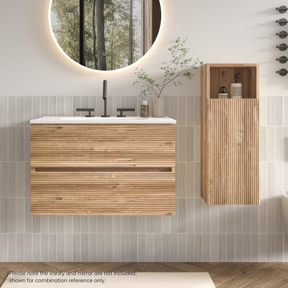 12" Floating Bathroom Storage Cabinet, Modern Bathroom Wall Cabinets wit...