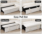 Vipbear 5 Seat L Shaped Modular Sectional Sleeper Sofa Bed with Pull Out Bed/Reclining Backrest/USB Ports/Storage Seat, Sectional Sleeper Couch, Tool-Free Assembly, Chenille Beige