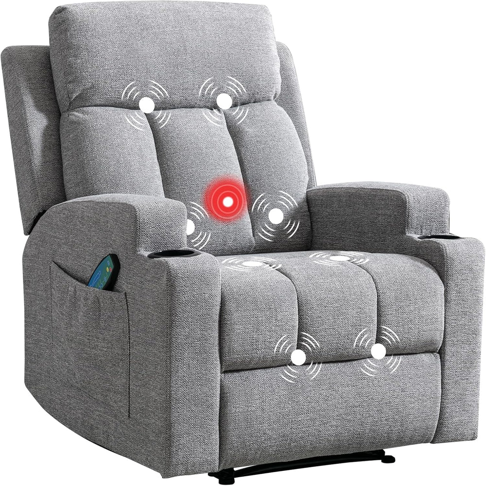 CANMOV Manual Recliner Chair with Massage and Heat,Comfy Recliner Chair Sofa ...
