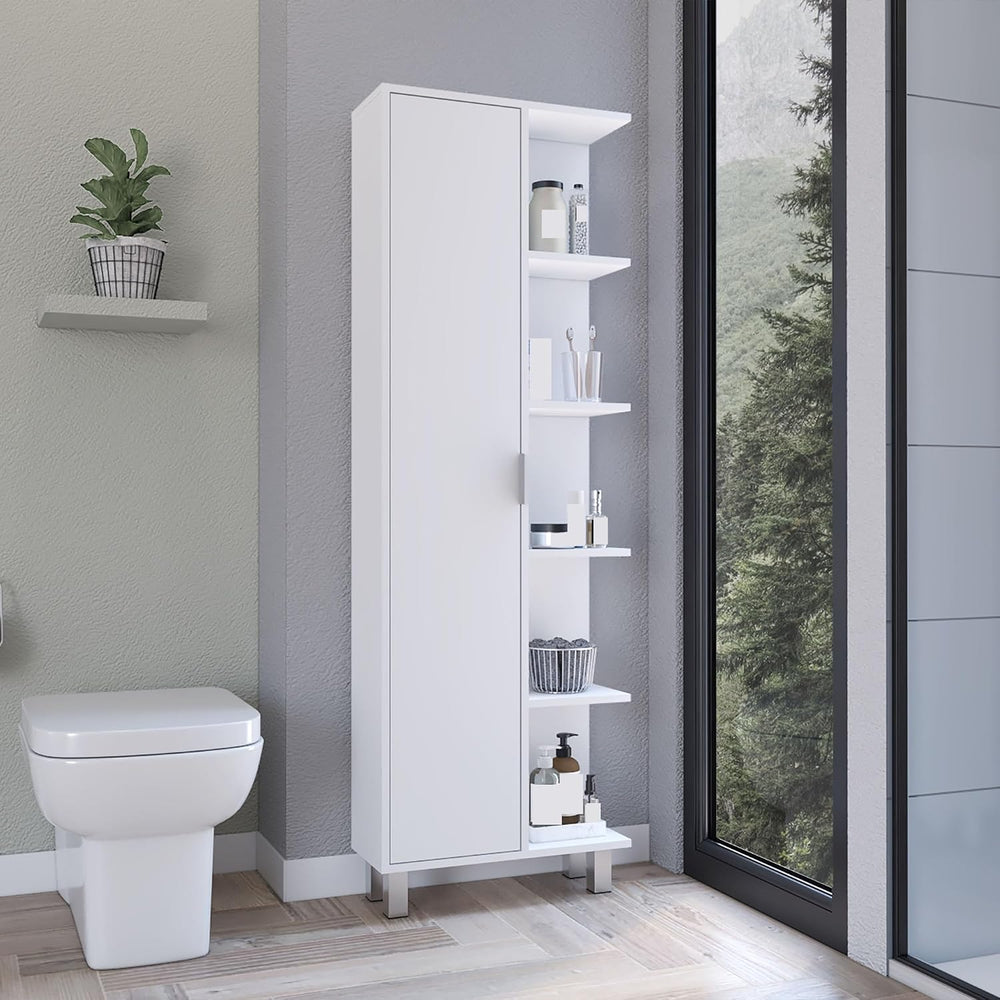 Modern Minimalist Cabinet, Contemporary Storage Locker with 1 Door and 9 Shel...
