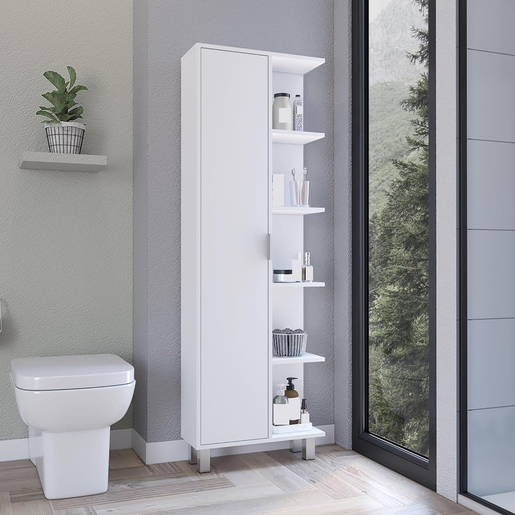 Modern Minimalist Cabinet, Contemporary Storage Locker with 1 Door and 9 Shelves,for Kitchen Home