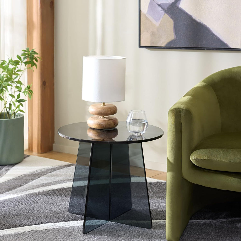 SAFAVIEH Furniture - Latika Tinted Accent Table - Grey Tinted Glass - Fully A...
