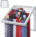 Tie Rack Wall Mounted, Adjustable Angle Tie Organizer for 60 Ties & Scarves | Holds up to 60 Ties, 10 Angle Slots, Wall-Mounted Easy Installation, Long-Lasting Design