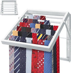 Tie Rack Wall Mounted, Adjustable Angle Tie Organizer for 60 Ties & Scarves | Holds up to 60 Ties, 10 Angle Slots, Wall-Mounted Easy Installation, Long-Lasting Design
