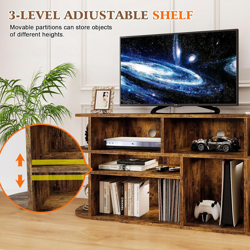 Solid Wood TV Stand for Living Room, Entertainment Center with Storage, TV Co...