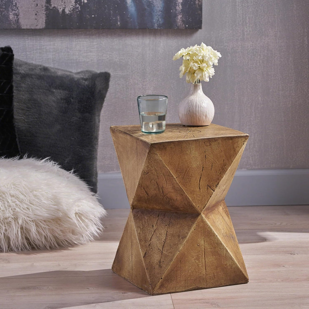 Geometric Side Table: Abstract Hourglass Design Lightweight Concrete Structur...