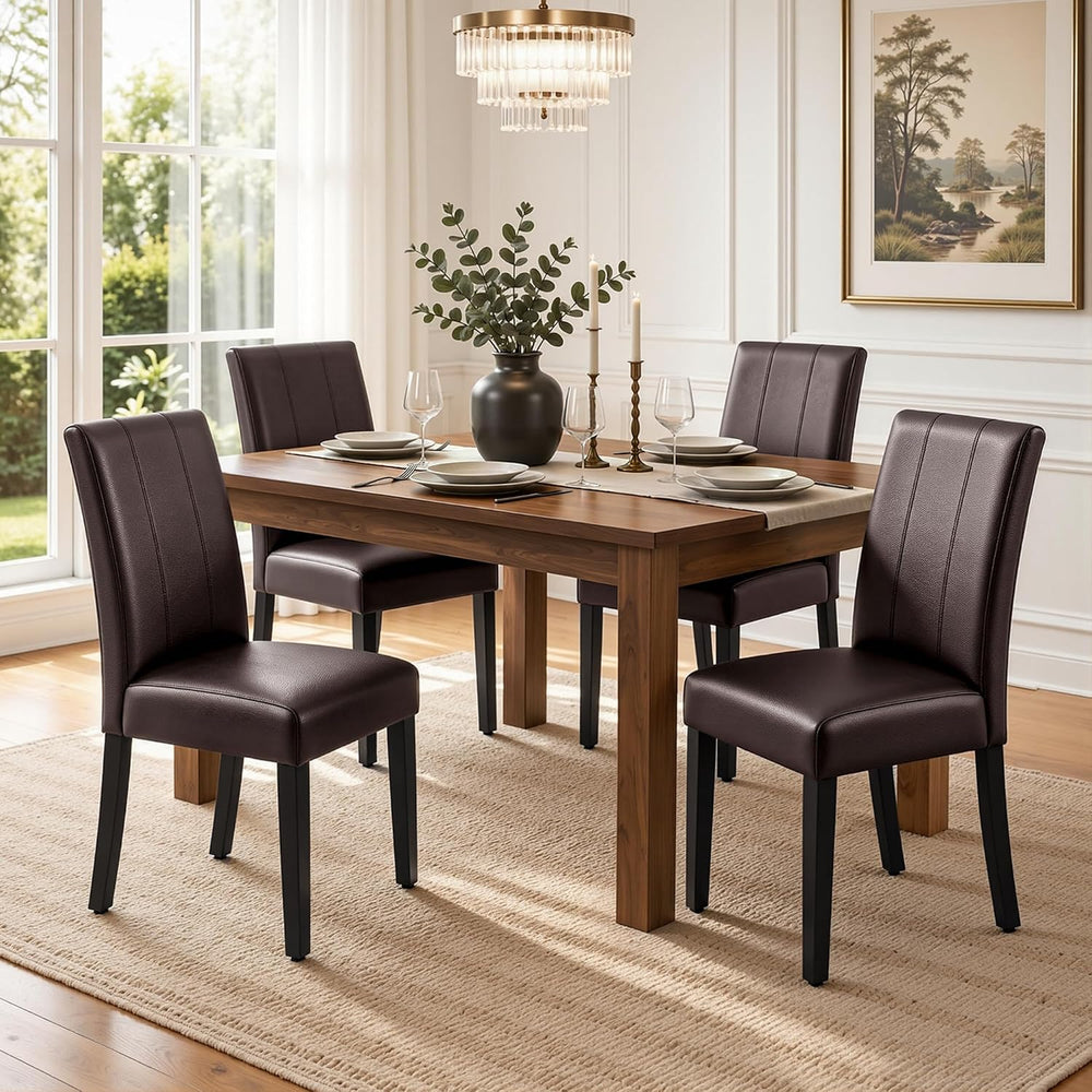 CHUN YI Dining Chairs Set of 4, Faux Leather Dining Room Chairs, Upholstered ...