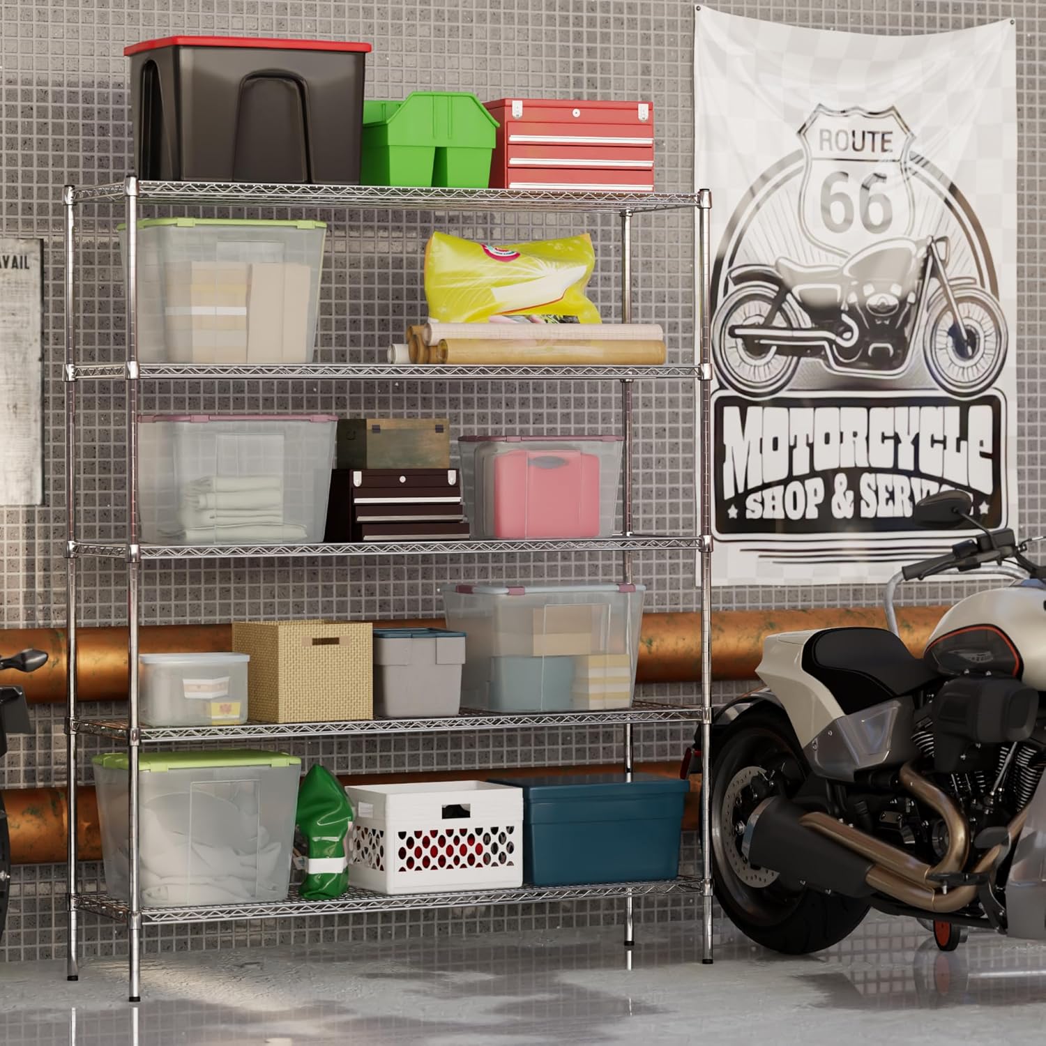 18" Deep x 60" Wide x 74" Height Wire Shelving Kit | 5-Tier | NSF Commercial Storage Rack Unit