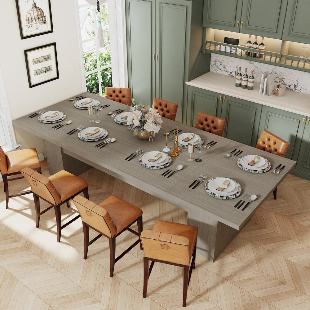 MOUMON 118 inch Kitchen Dining Table for 8-10, Wood Rectangular Kitchen Table...
