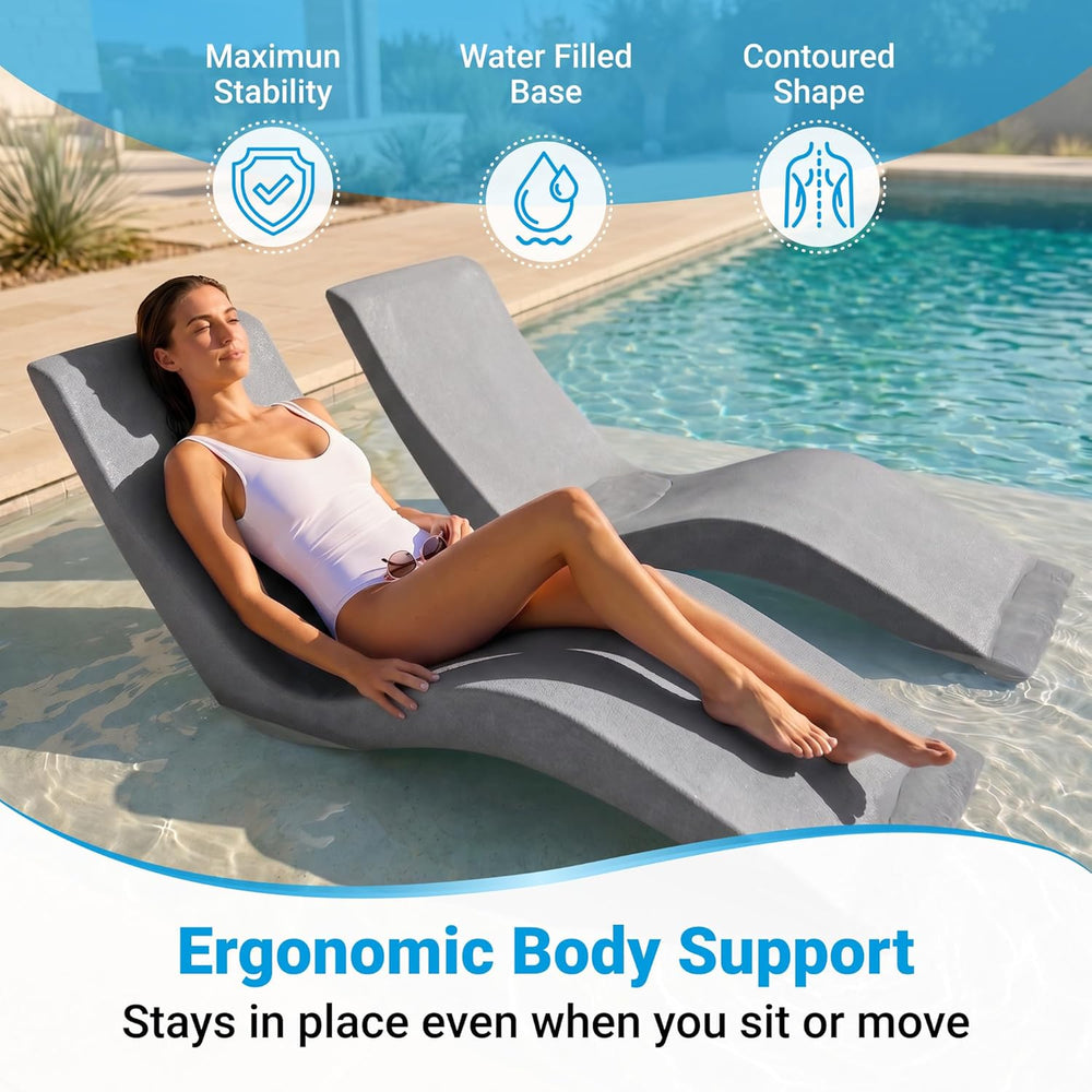 Aqua Outdoors Luxury in-Pool Chaise Lounge Chairs, 2-Pack for Tanning Ledge &...