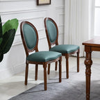 Nrizc French Dining Chairs Set of 2, Farmhouse Dining Room Chairs with Round Back, Solid Walnut Wood Legs, Oval Side Chairs for Kitchen/Bedroom/Dining Room