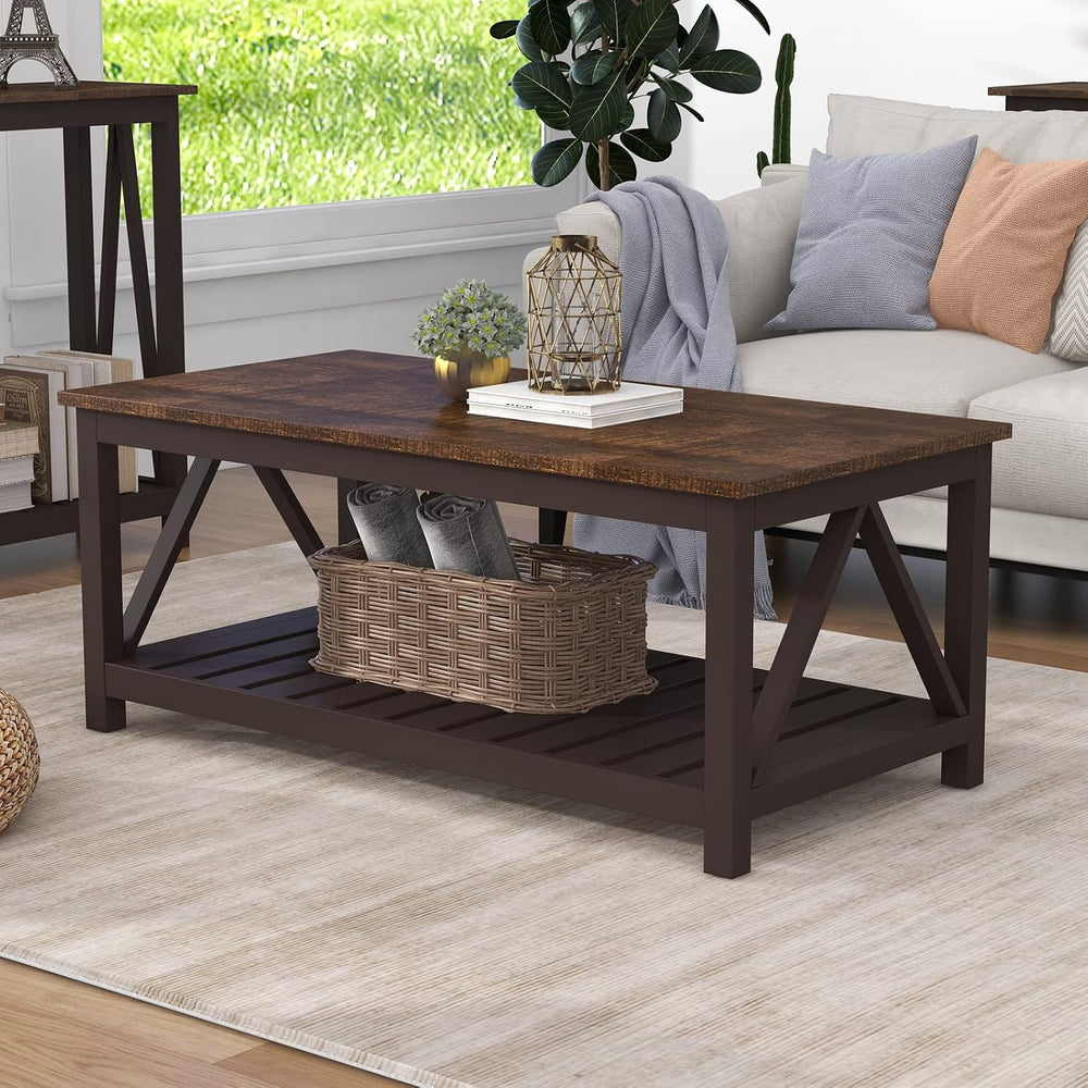 ChooChoo 40" Farmhouse Coffee Table with A-Frame Design for Living Room