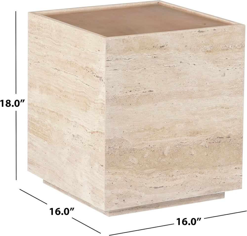 SAFAVIEH Couture - Leslianne Square Accent Table - Natural Solid Wood Top &am...