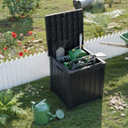 51 Gallon Resin Deck Box, Lockable Patio Outdoor Storage Box for Furniture, Garden Tools and Tools Storage, Waterproof Outside Storage Boxes - Black