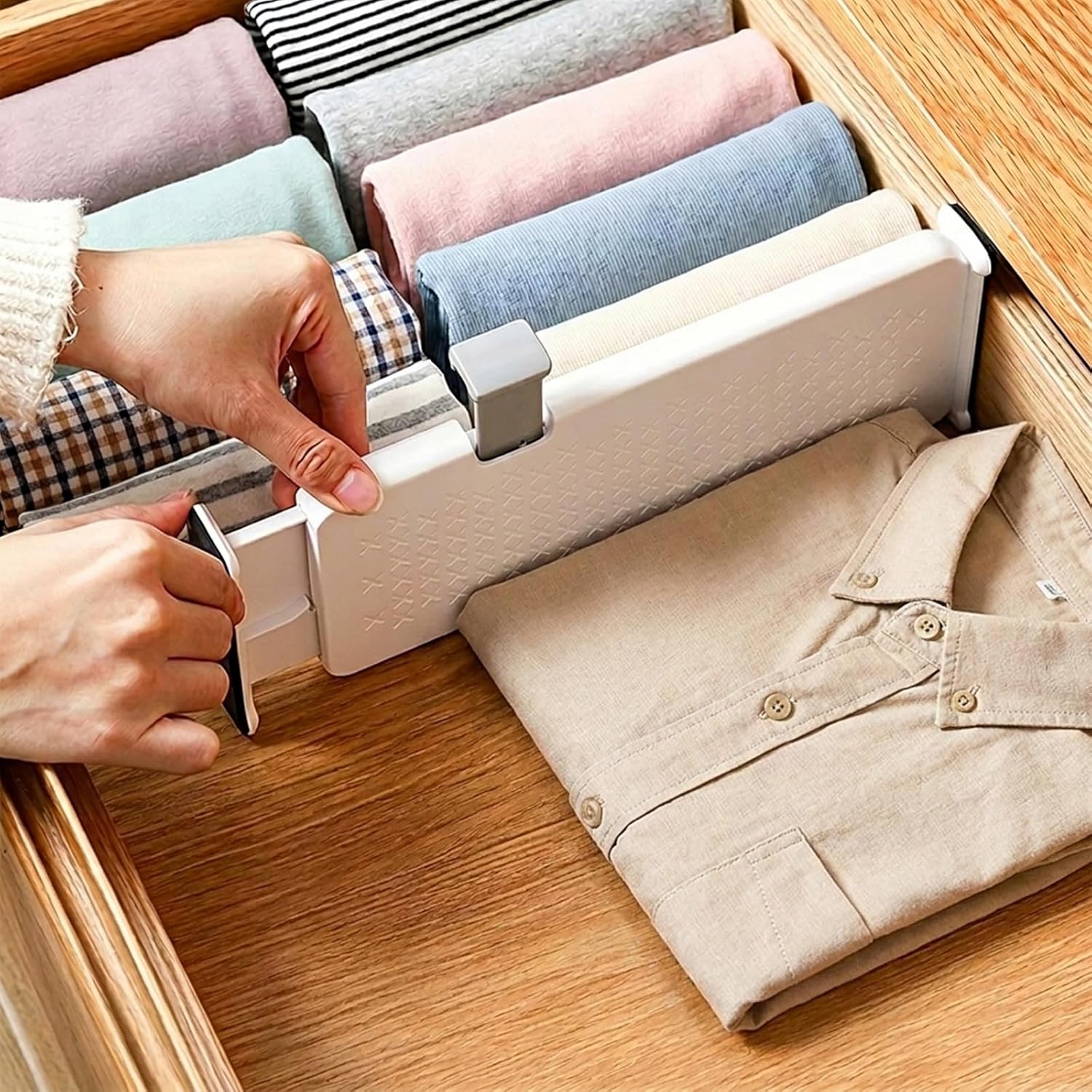 Drawer Dividers 1 Pack Short 11.3-17 Inch Long 4 Inch High | Expandable Dresser Organizer, Stackable Plastic Separators, Spring Loaded with Silicone Pads