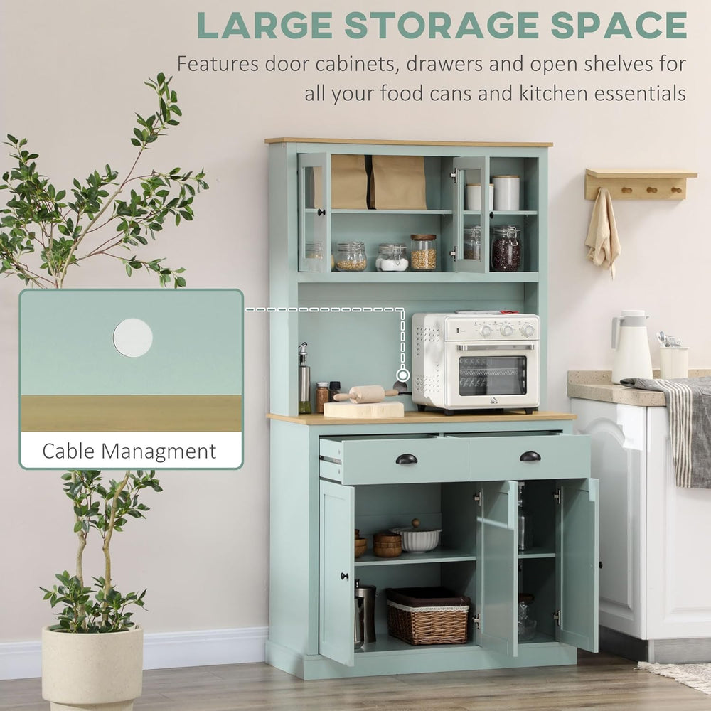 HOMCOM Kitchen Pantry Storage Cabinet with Microwave Stand, 71" Modern K...