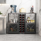Homeiju Mini Bars for Home, Wooden Coffee Bar Cabinet, Modern Liquor Cabinet for Liquor and Glasses, Farmhouse Buffet Wine Bar Cabinet with Storage Sideboard for Home Kitchen Dining Room (Deep Grey)