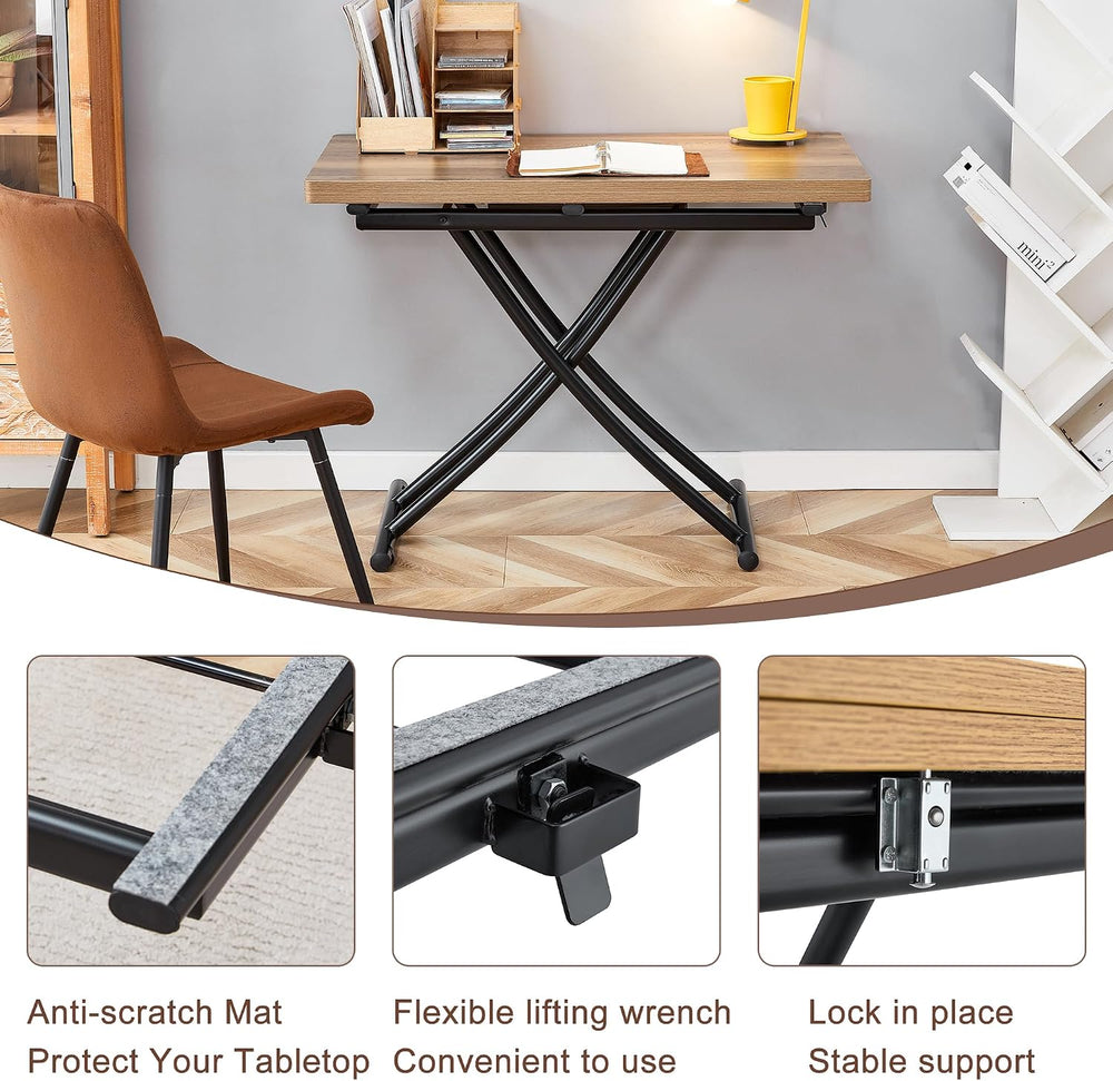 Multifunctional Folding Table - Lift Top Coffee to Dining Table, Height Adjus...