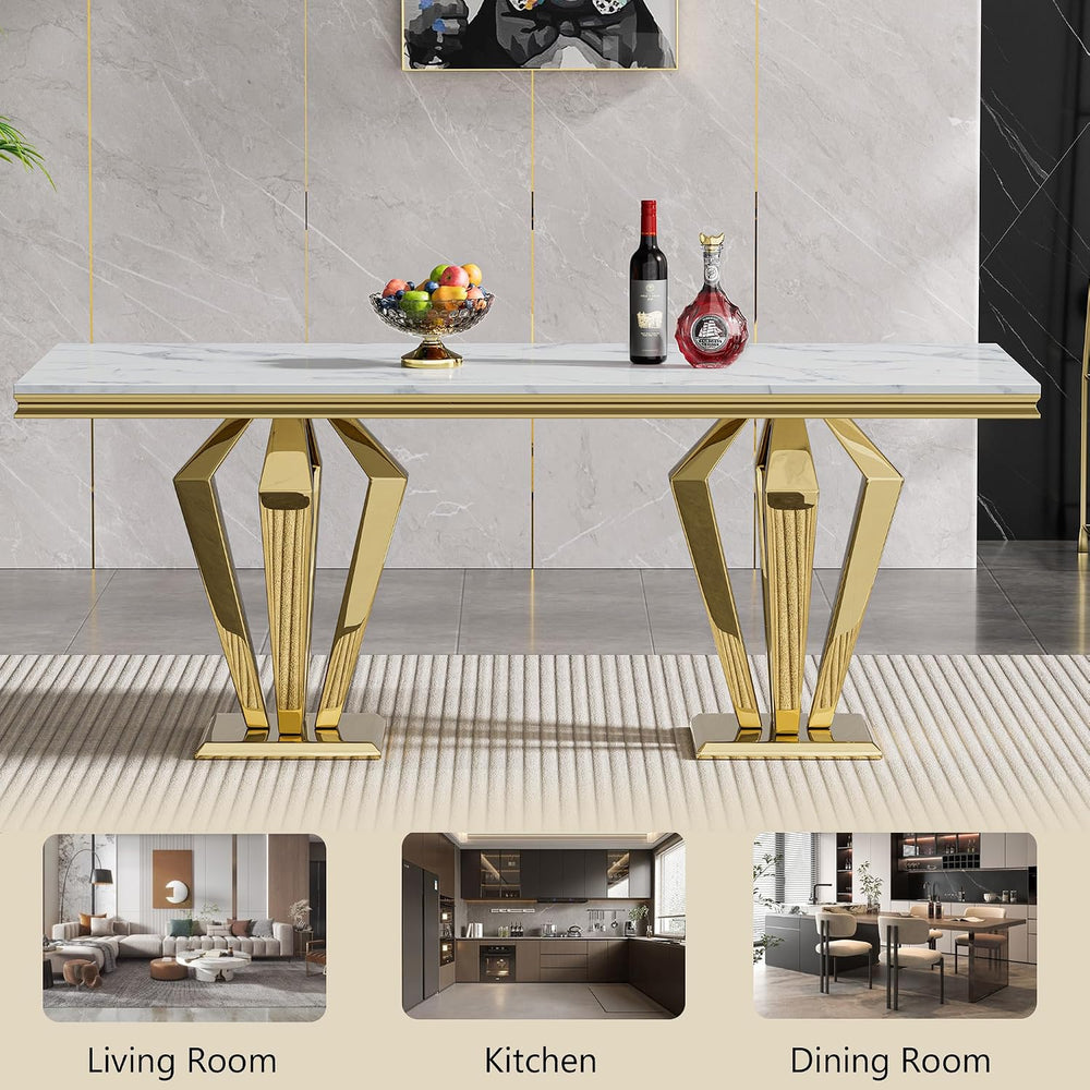 HomVent 68.11" Rectangle Faux Marble Dining Table Set for 6,Diamond Base...
