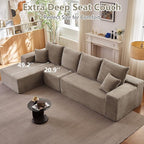 135" Cloud Sectional Couch with L-Shape Chaise, Modern Modular Comfy Sofa with Deep Seat, Upholstered Corduroy Couches Sleeper Chaise Longue for Living Room Bedroom, No Assembly Required, Camel