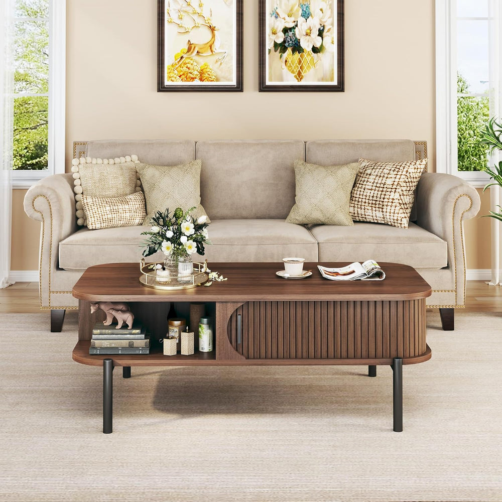 Coffee Table, 39.4" Mid Century Modern Coffee Tables for Living Room, Co...