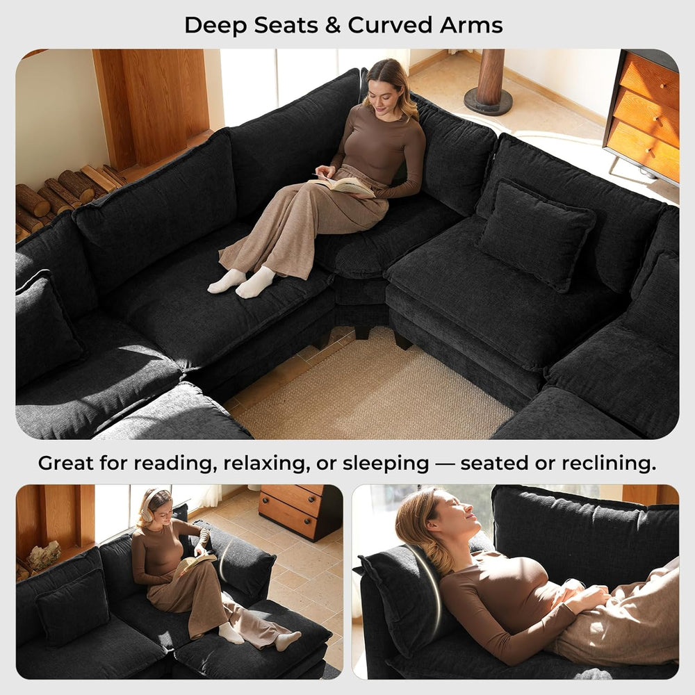ELUCHANG 114" Oversized V-Shaped Cloud Couch Modular Sectional Sofa with...