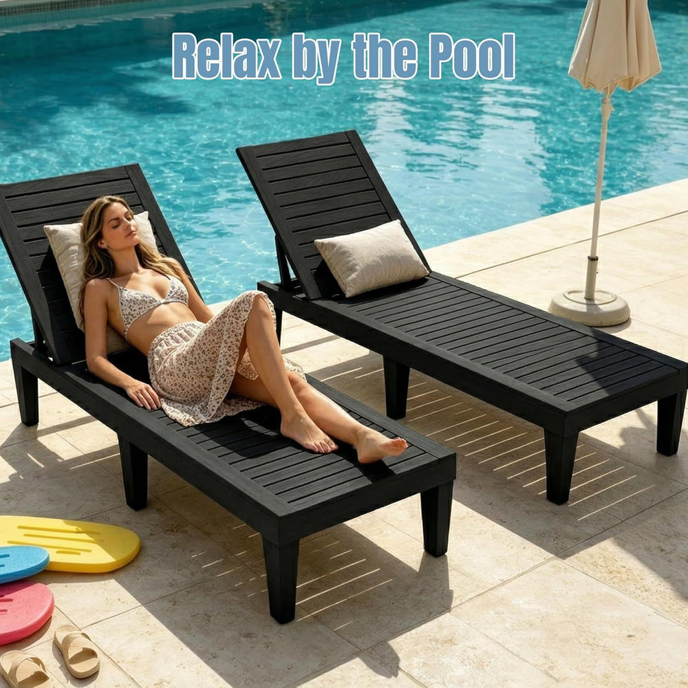 Lounge Chair Outdoor,Set of 2 All-Weather UV-Resistant & Waterproof Patio...