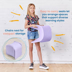 ECR4Kids Wave Seat Perch Stool, 14in - 15.1in Seat Height, Flexible Seating, Light Purple, 2-Pack