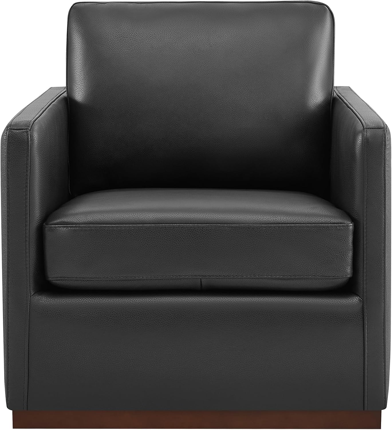 CHITA Genuine Leather Swivel Chair, Wood Frame, Fully Assembled, Black | Leather Arm Chair with 360° Swivel Solid Wood Base, Mid Century Modern Living Room Chair, 33"Dx30"Wx33"H, 300 Lb Capacity